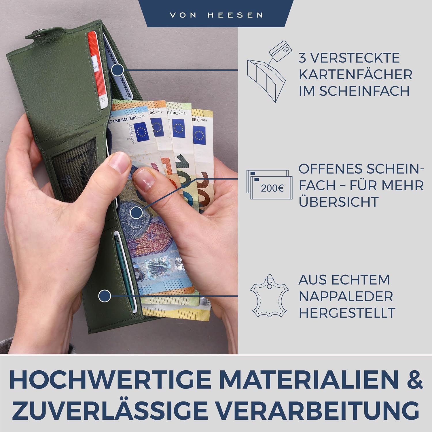 Thumbnail 3 de VON HEESEN Slim Wallet mit Münzfach & RFID-Schutz – kompakt, sicher und stilvoll