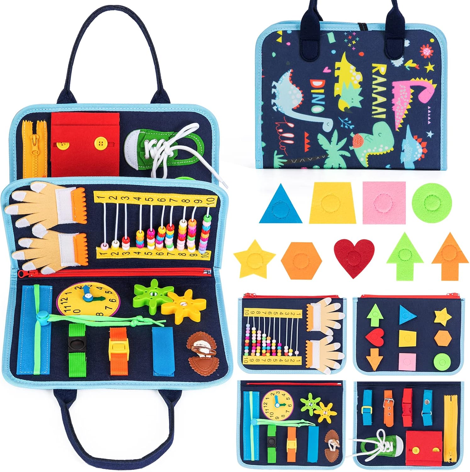 Detalle de ACDAY AC717BK tablica manipulacyjna Montessori z filcu, 20 aktywności