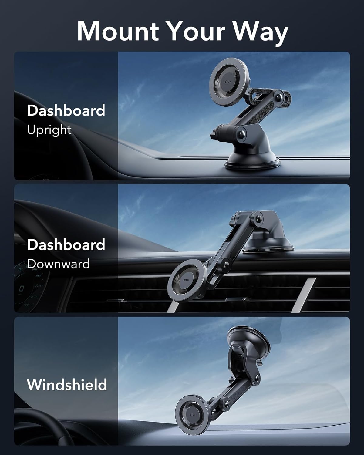 Thumbnail 1 de ESR Dashboard Magnetic Phone Holder HaloLock for iPhone 15
