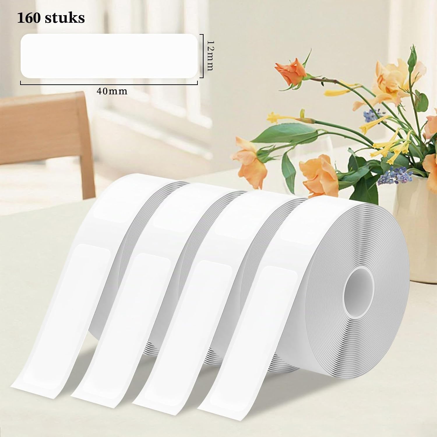 Detalle de CIMOYBAI LQBQDYZ4001 thermische etikettentape, 12 × 40 mm, 4 rollen