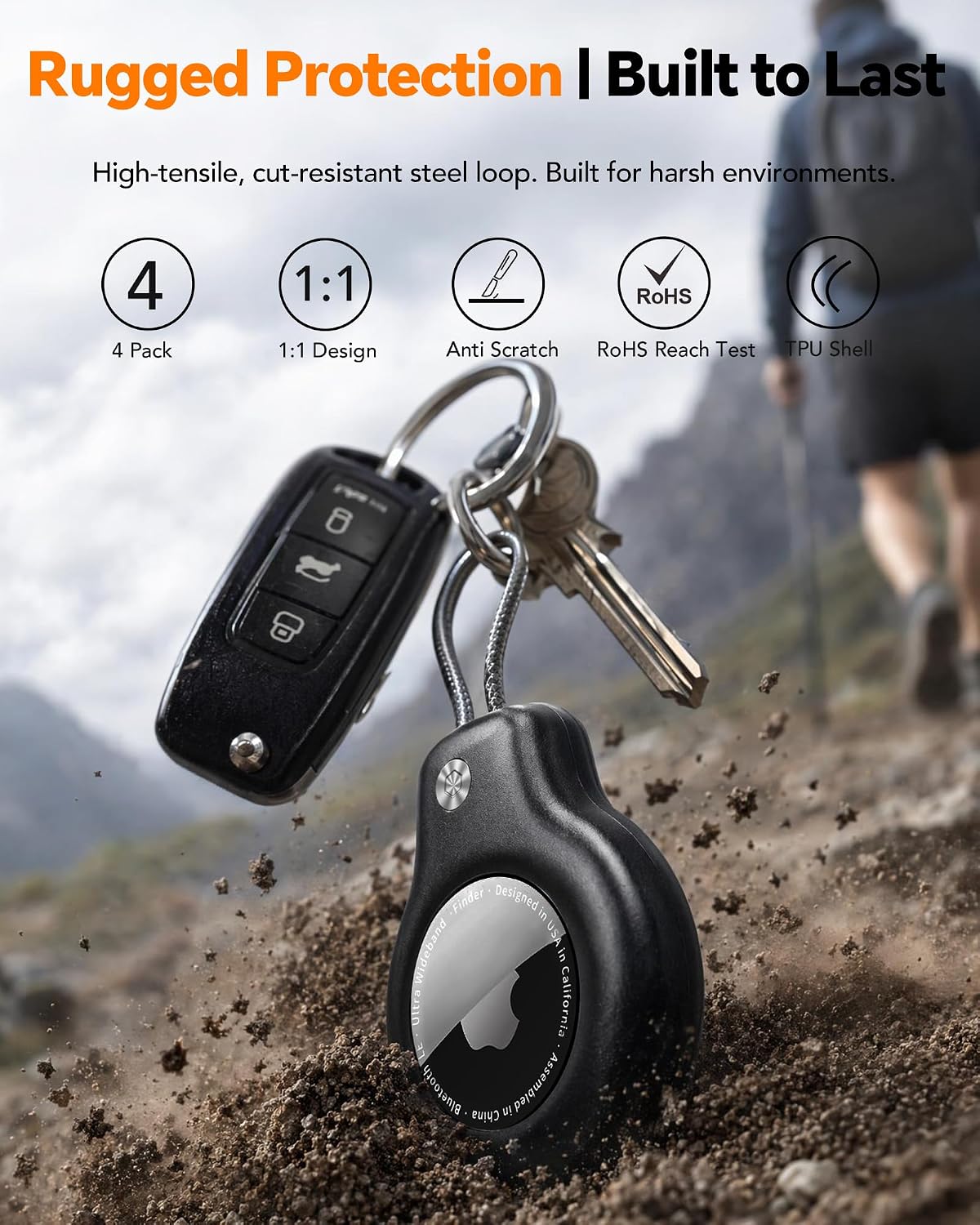Detalle de Apple AirTag Holder Case 4-Pack keychain 🔑