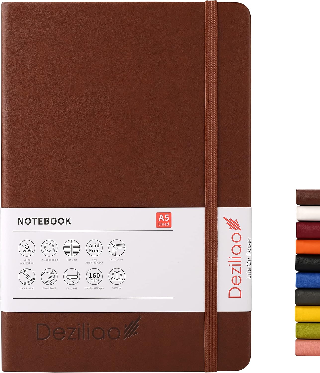 Detalle de Deziliao D0005 Hardcover Notebook, 160 Pages, 100 gsm Ivory Paper, Brown