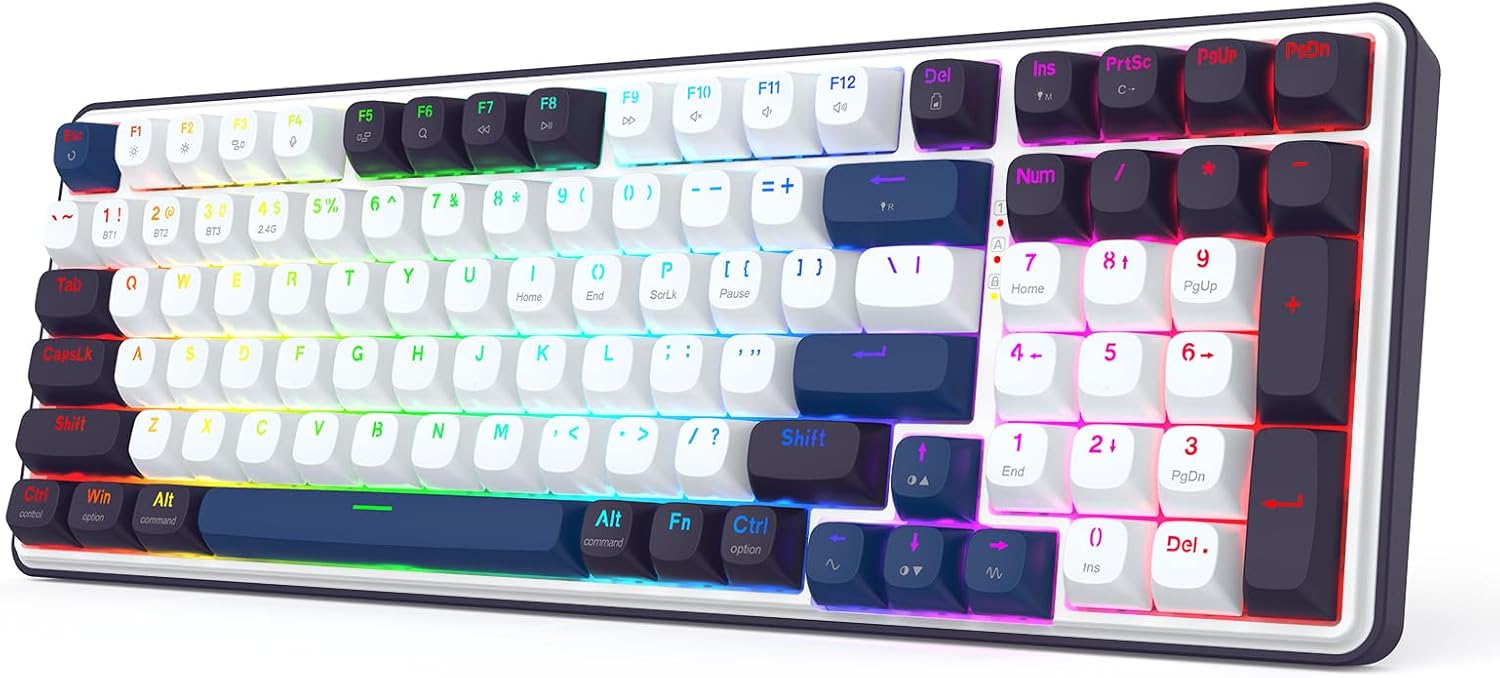 Redragon K744 Pro clavier de jeu sans fil RVB 99 touches mécanique (3 modes) à prises remplaçables à chaud