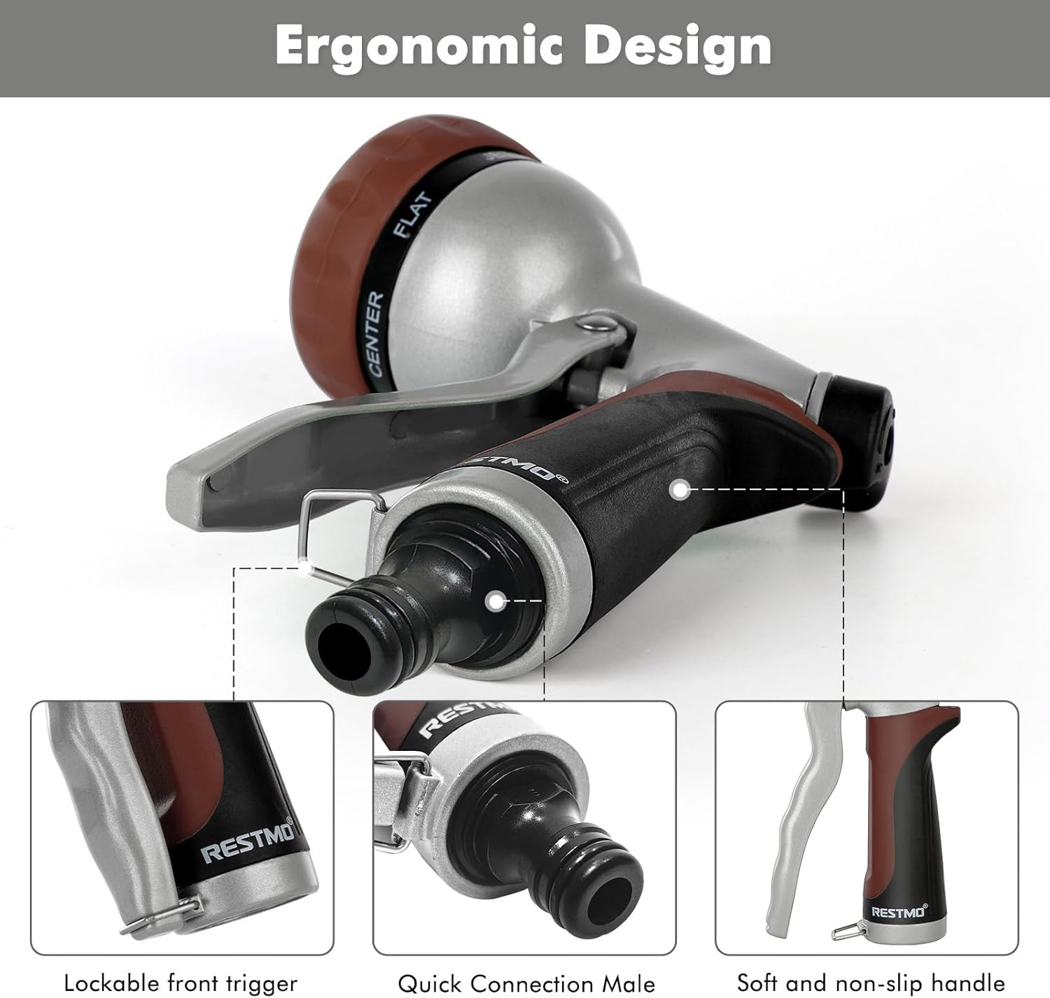 Thumbnail 4 de RESTMO Heavy-Duty Hose Pipe Spray Gun with 7 Patterns