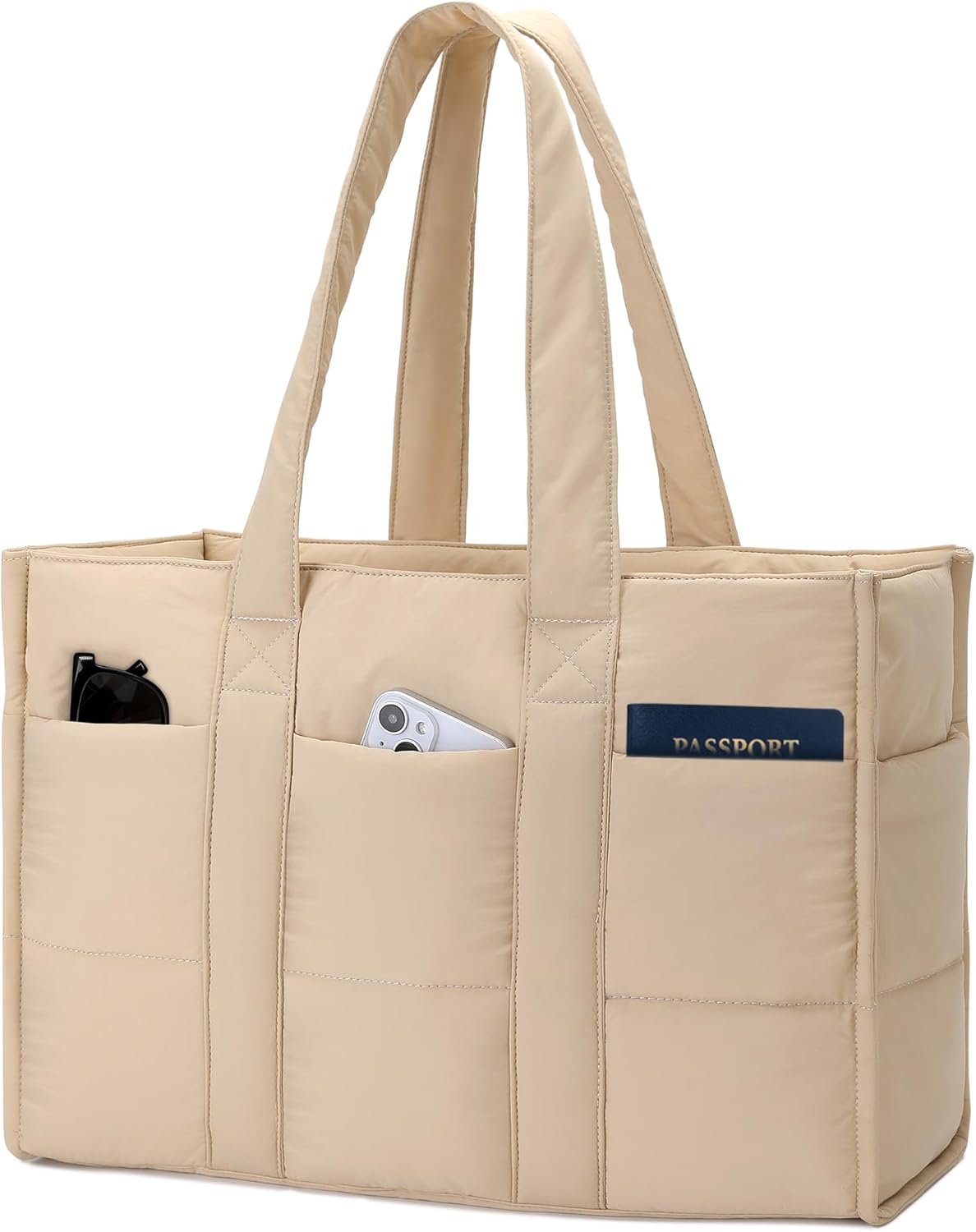 Detalle de Oscaurt Large Tote Bag Puffy Handbag for Women with 16 Pockets