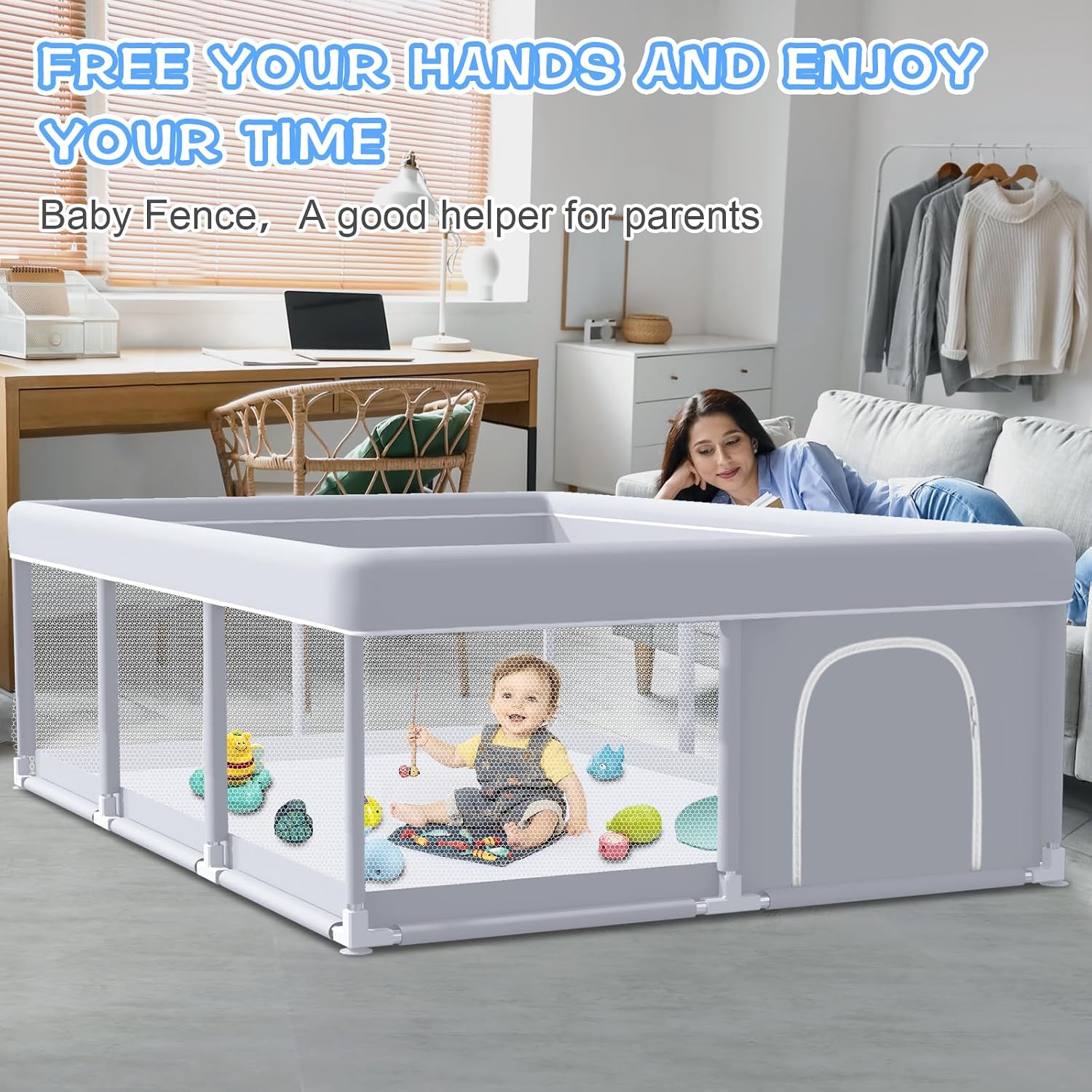 Detalle de XVISHX Baby Playpen 74 x 50 Inch