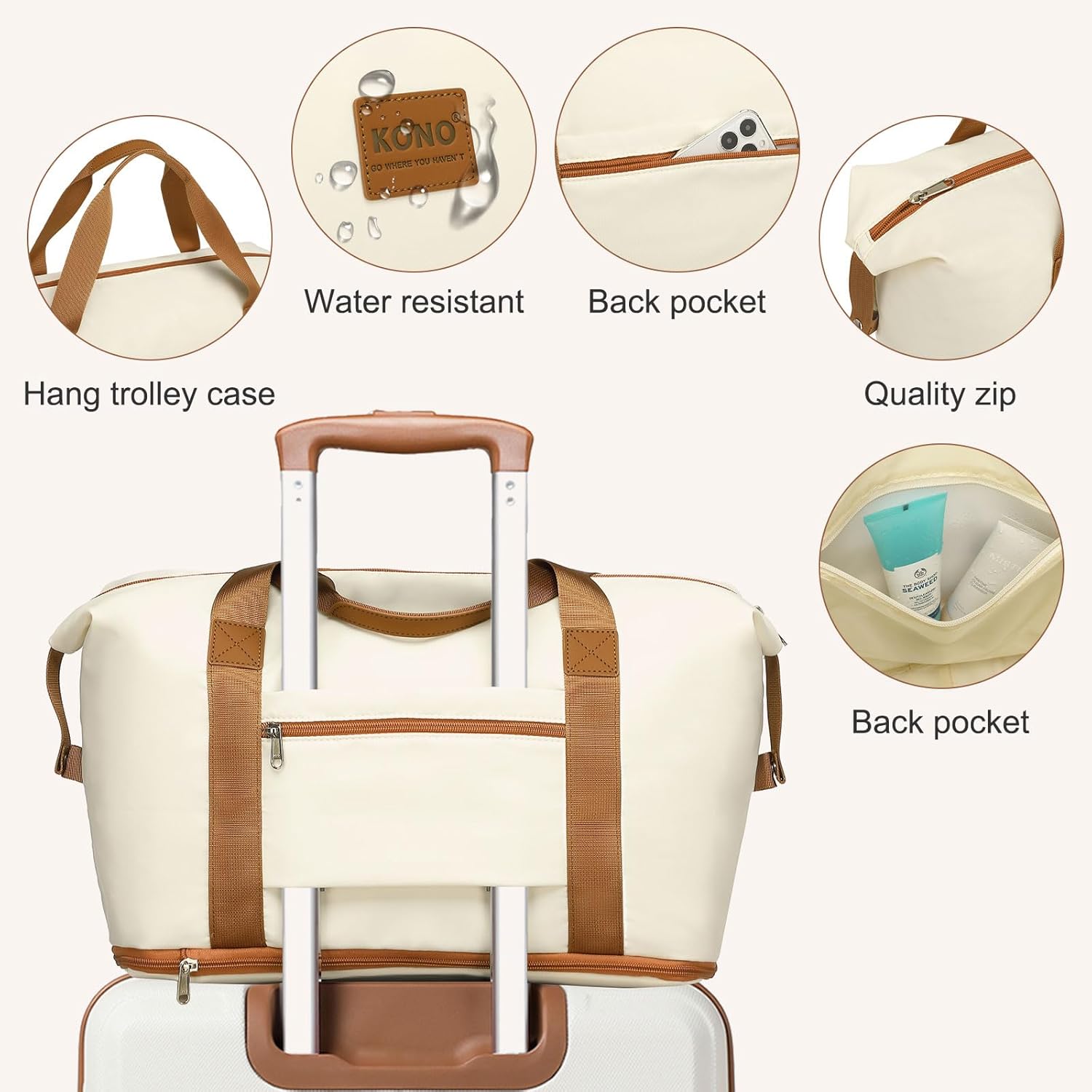 Detalle de Kono for Ryanair Cabin Bags 40x30x20: Foldable, Expandable Underseat Duffel