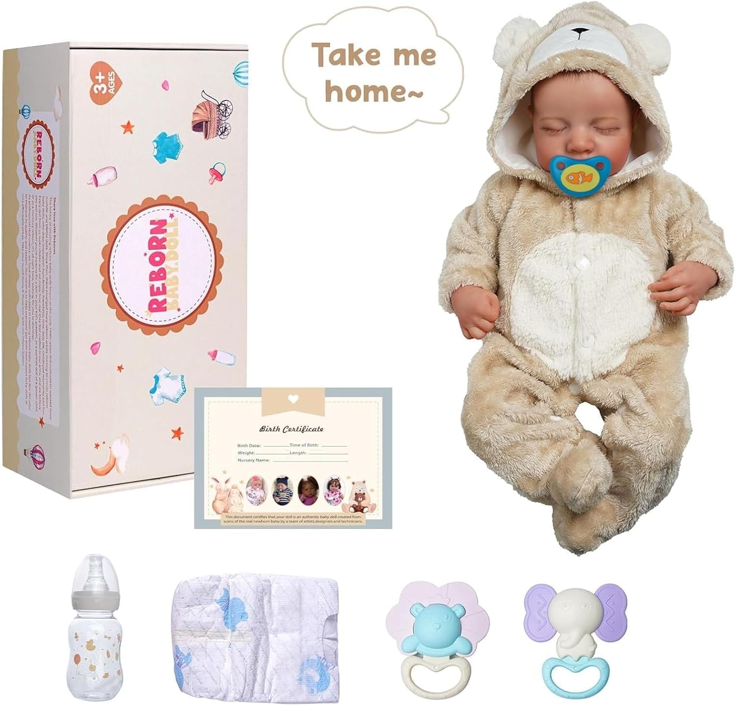 Thumbnail 5 de BABESIDE 17 Inch Lifelike Reborn-Baby Doll (Boy) with Soft Silicone-Style Vinyl Body & Toy Accessories