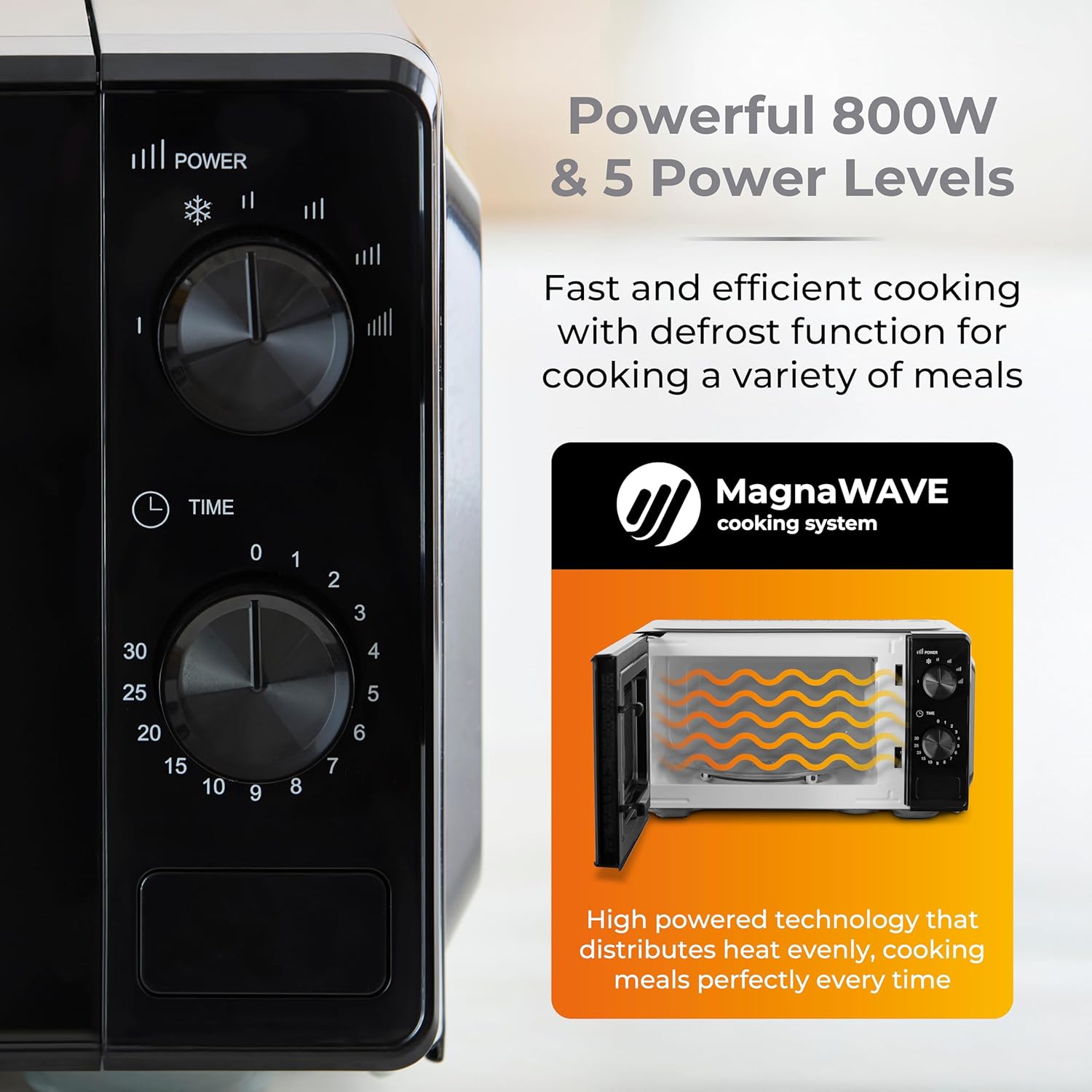 Detalle de Tower Manual 20 Litre 800W Microwave with Dial Controls (T24044BLK)
