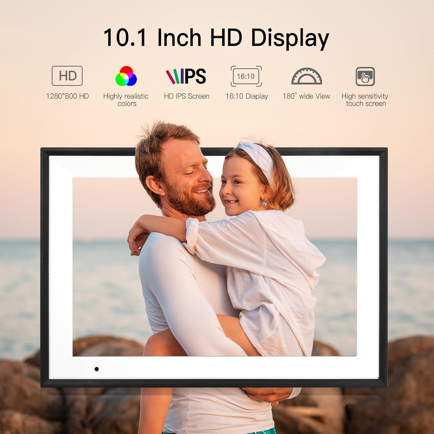 Thumbnail 2 de Humblestead 10.1 Inch WiFi Digital Picture Frame (32GB) with Touchscreen, Aimor App Sharing – White
