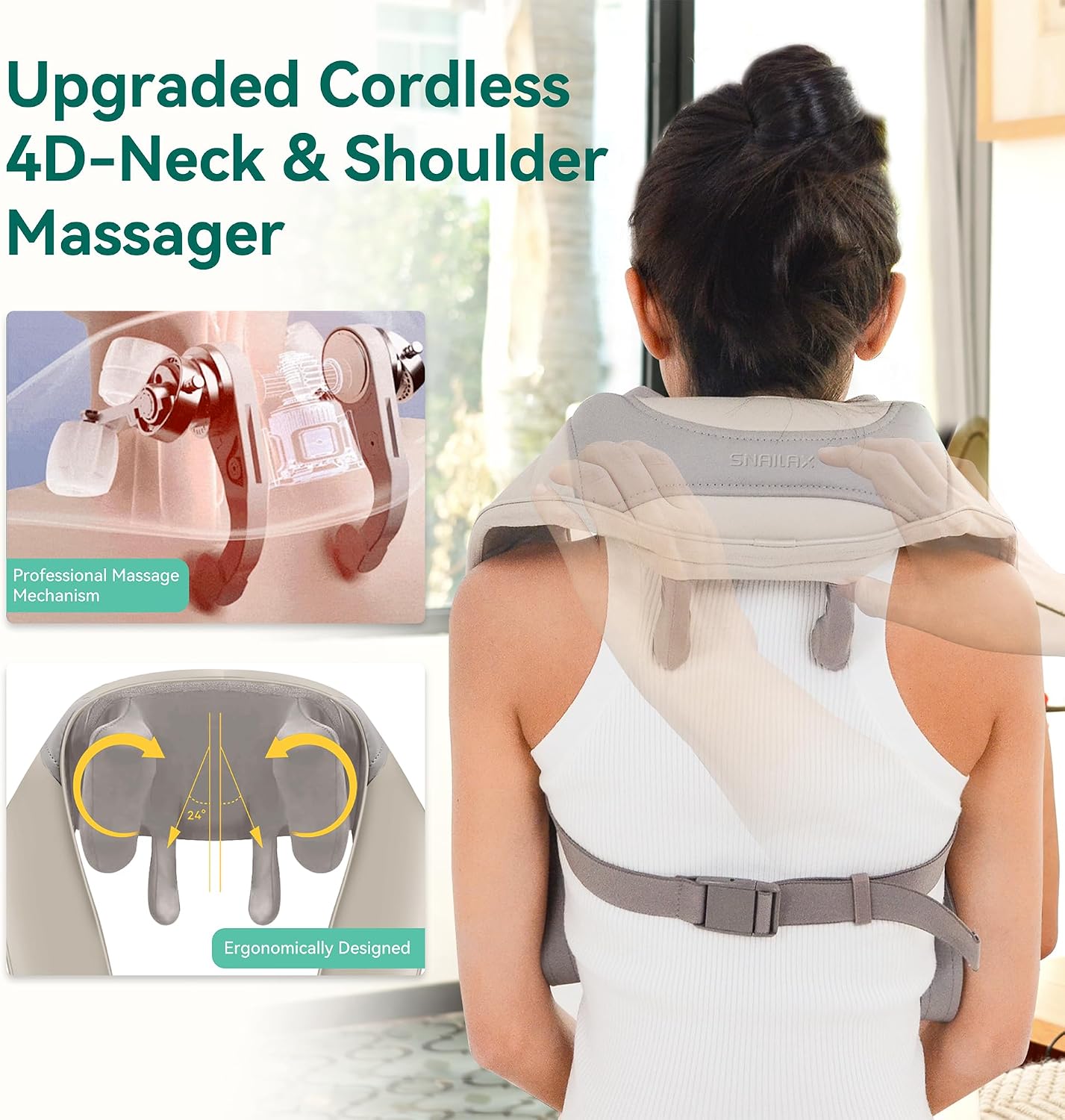 Thumbnail 1 de Snailax 4D Wireless Massaggiatore cervicale con Calore – massaggio shiatsu per collo, spalle e schiena