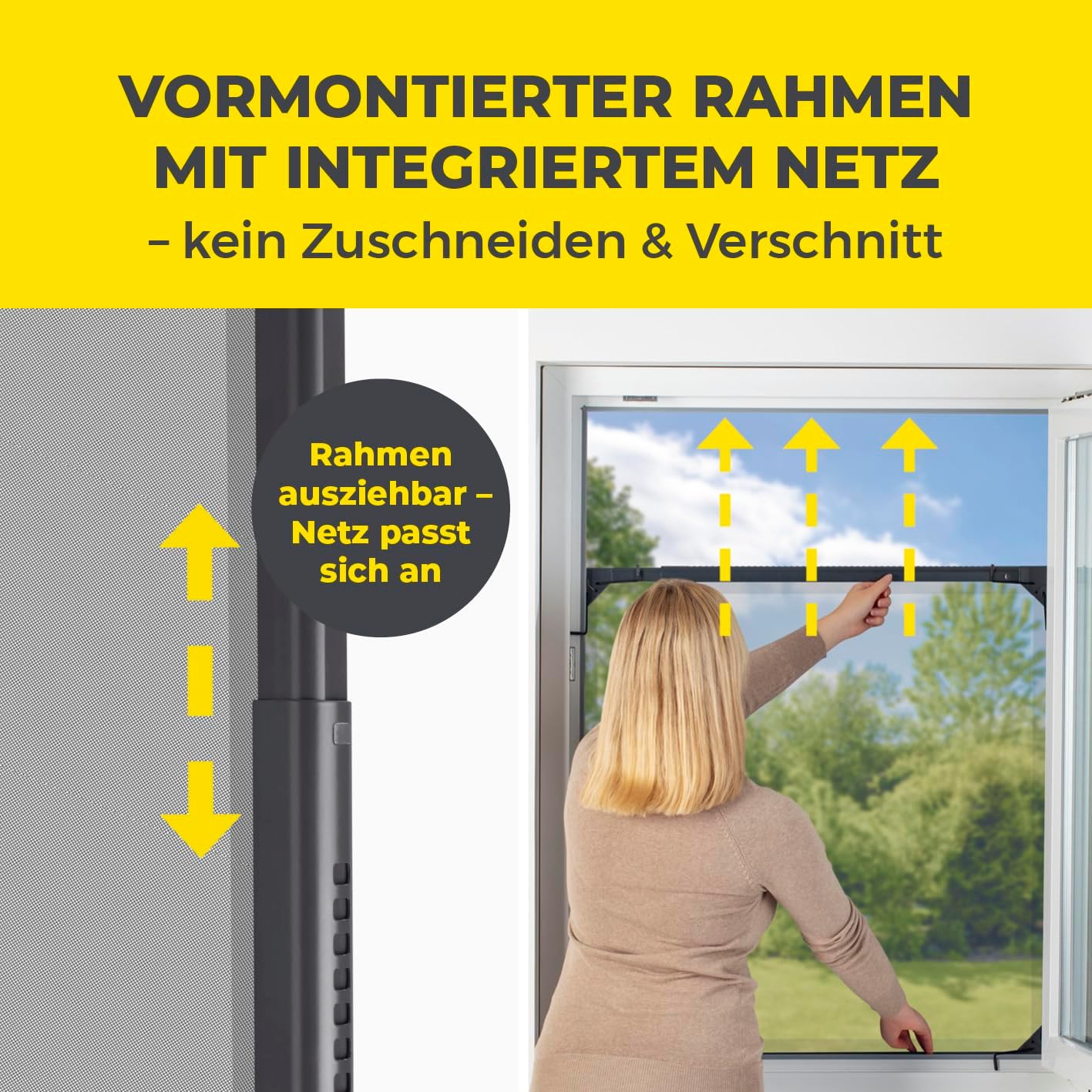 Thumbnail 1 de EASYmaxx Insect Protect Teleskop-Insektenschutzgitter für Fenster mit vormontiertem Rahmen (anthrazit)