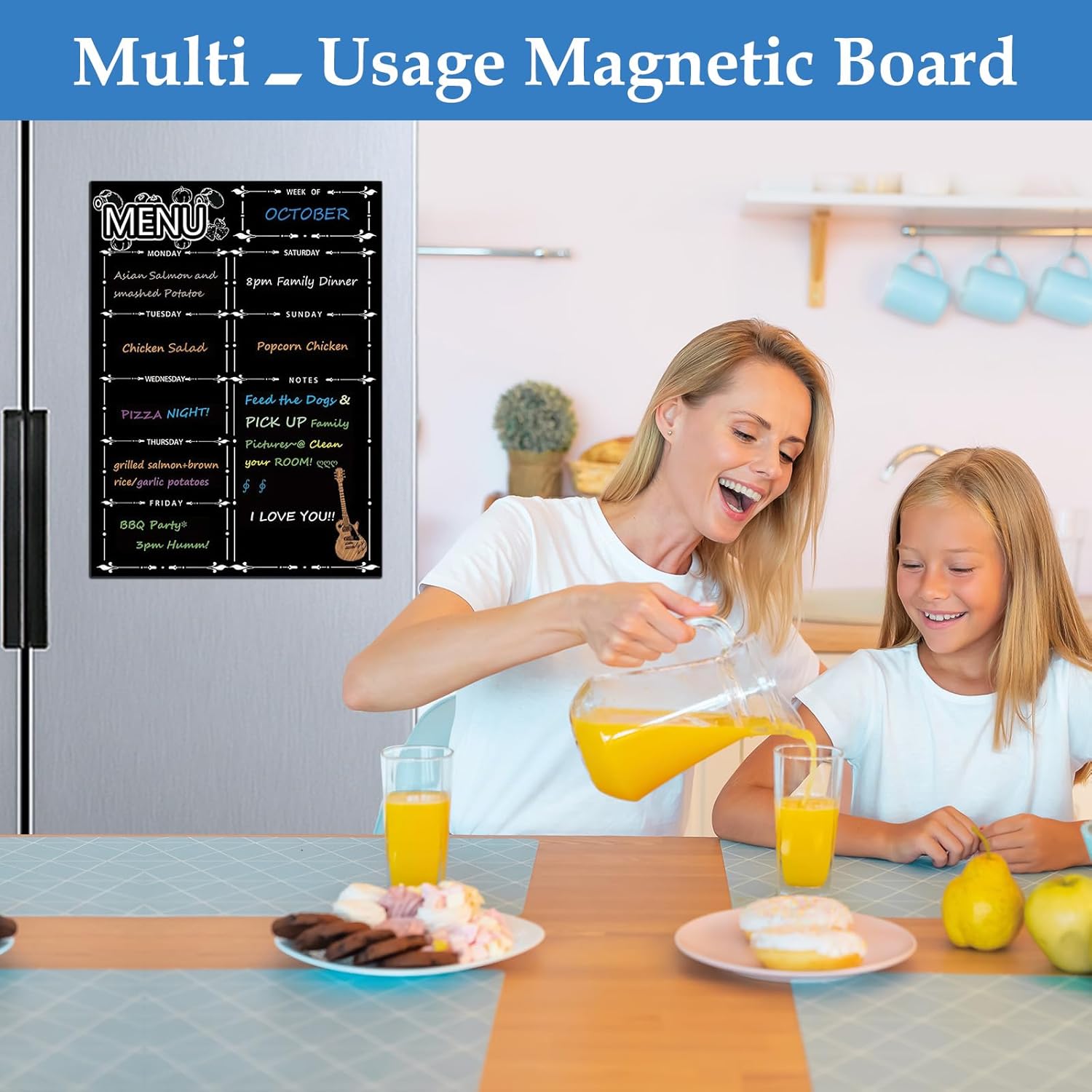 Detalle 2 de DumanAsen Magnetic Fridge Calendar & Meal Planner (16 x 12 in) with 8 colour pens