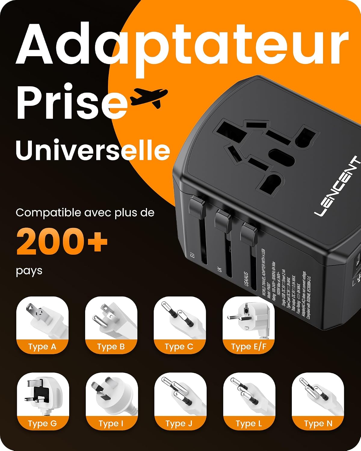 Thumbnail 6 de LENCENT Adaptateur universel 200 pays 🔌