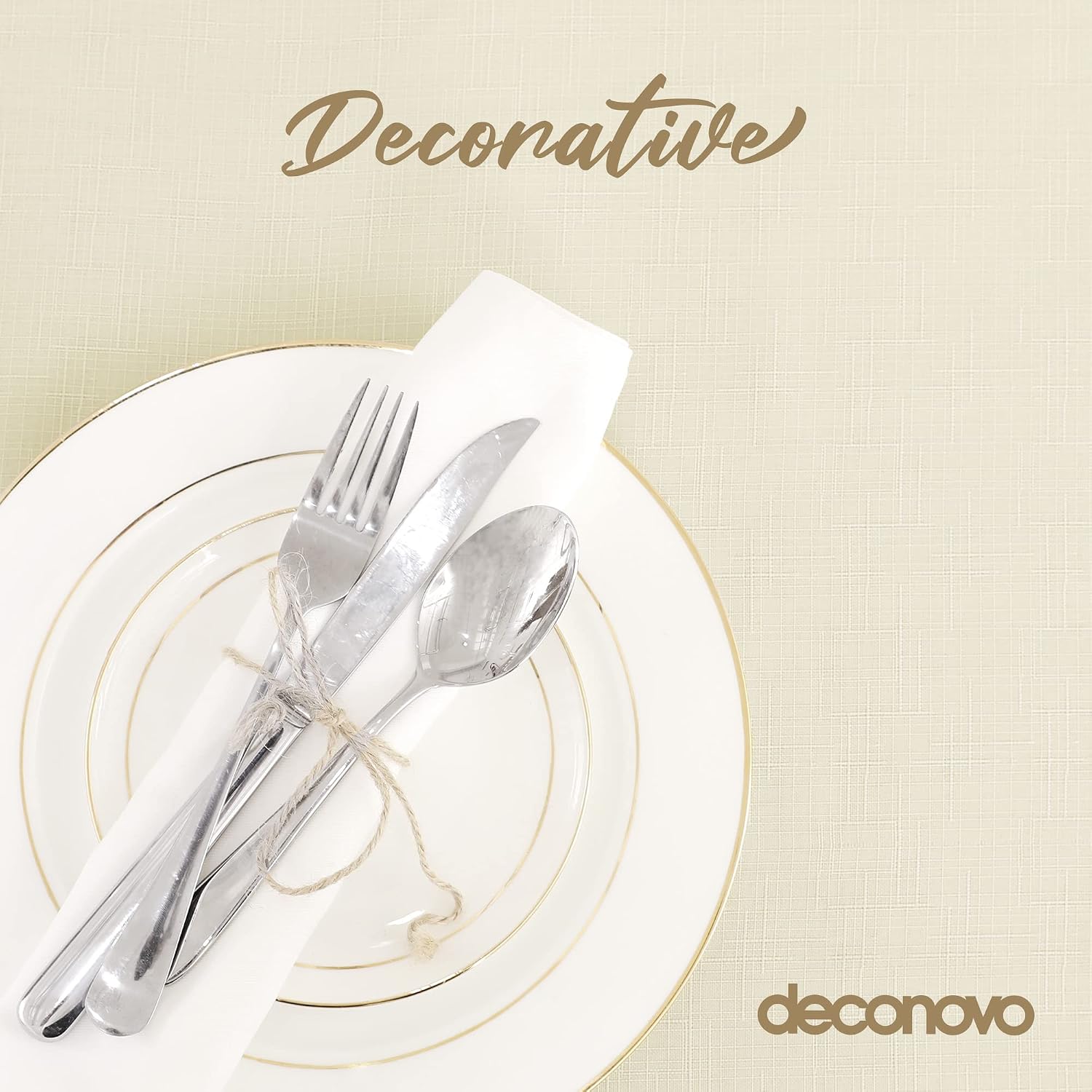 Thumbnail 4 de Deconovo Tovaglia Impermeabile Rettangolare Beige 130x160 cm – Copritavolo moderno in poliestere