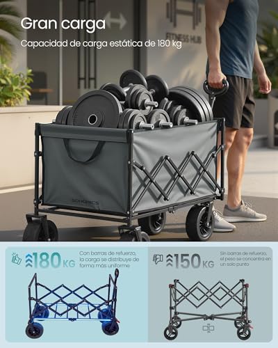 Detalle de SONGMICS Carro Plegable para Jardín GFW201G101: carga de 180 kg y 200 L, ideal para exterior