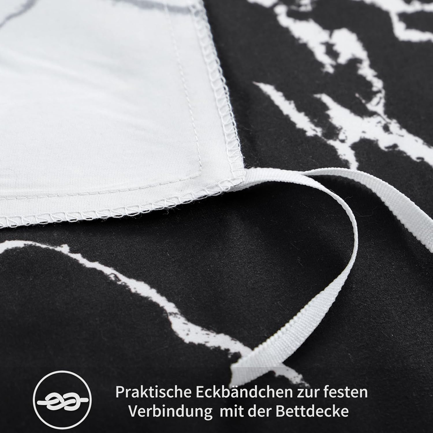 Thumbnail 4 de RUIKASI Bettwäsche 220x240 cm – 3-teiliges Schwarz-Set mit Marmor Muster aus Mikrofaser