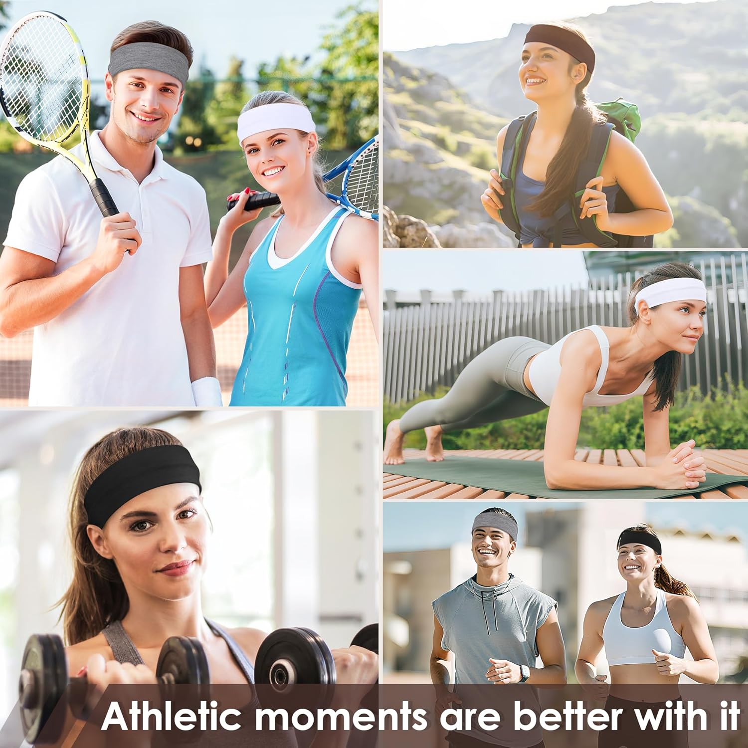 Thumbnail 2 de Ztomine Headbands for Women (8-Pack) — Stretchy Non-Slip Soft Cotton Hair Bands for Sports, Workout, Yoga and Running