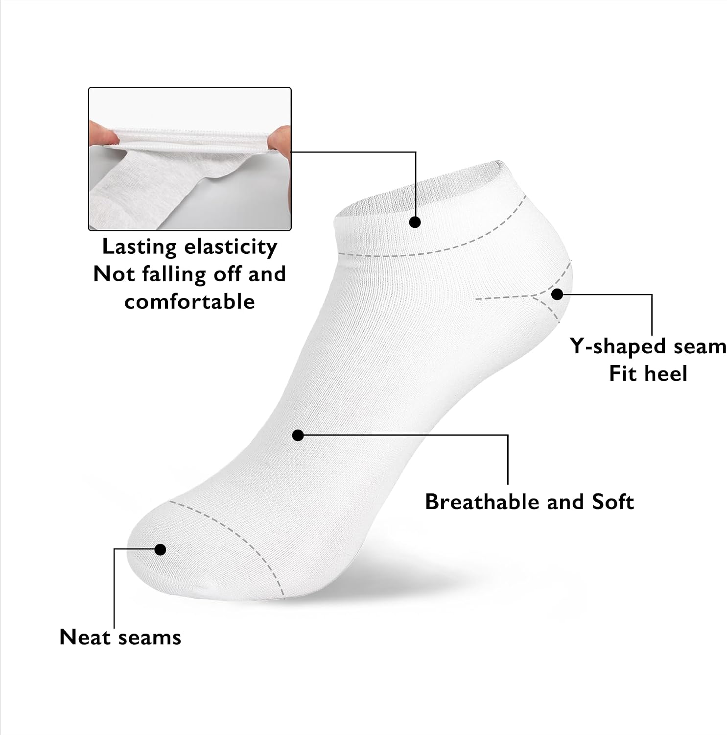 Detalle de DarkCom 8 Pairs Ankle Socks (Women & Men) in Cotton for Trainers & Casual Shoes
