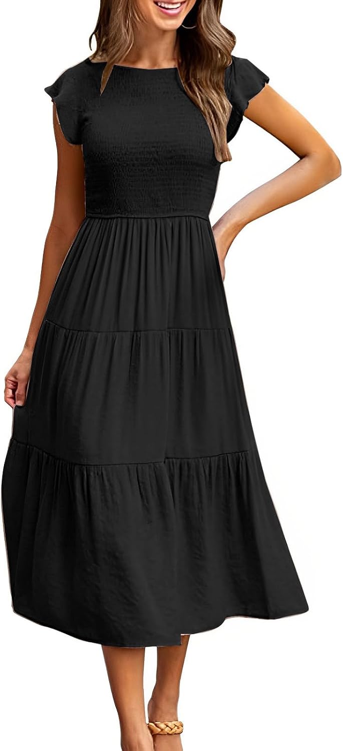 Thumbnail 6 de CMTOP Vestito Donna Estivo lungo con girocollo e maniche a volant, linea A