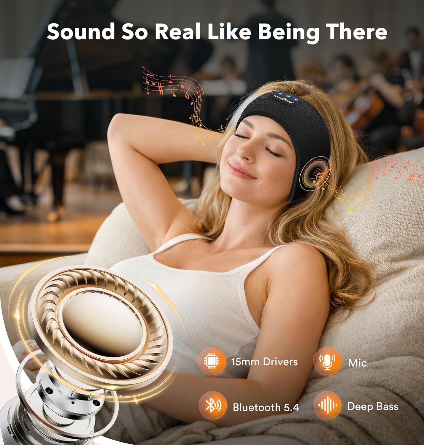 Thumbnail 2 de MUSICOZY Bluetooth Sleep Headphones 16Hrs