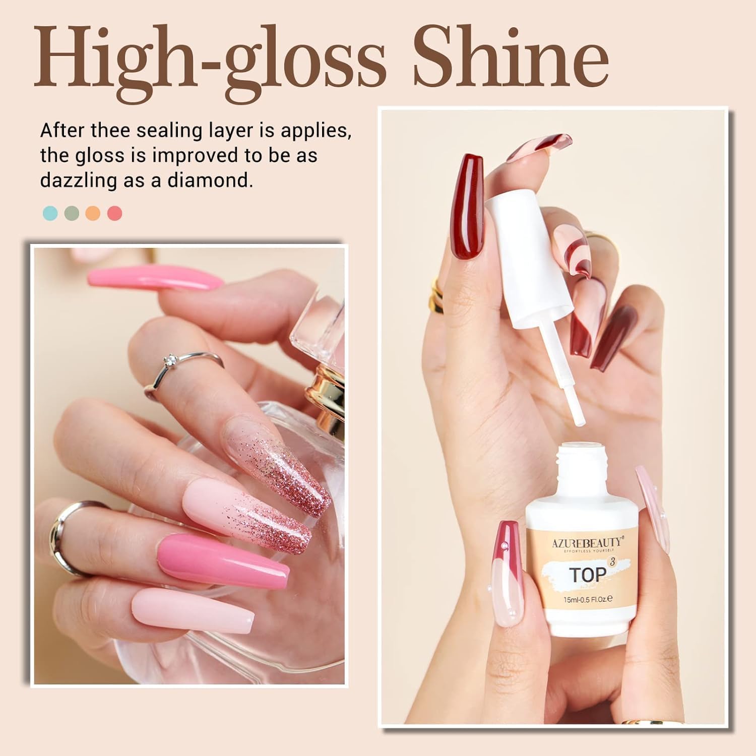 Thumbnail 1 de AZUREBEAUTY Dip Powder Liquid Set (Base, Top Coat, Activator) – 8-Piece Dip Nail Kit (No Lamp Needed)