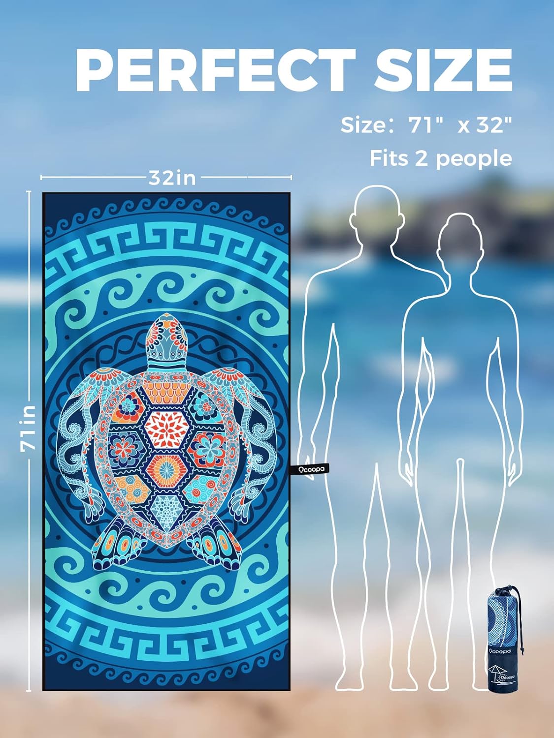 Thumbnail 6 de OCOOPA Beach Towel Microfibre (Extra Large 178cm x 80cm) – quick-dry, sand-free, compact travel towel