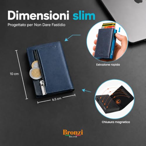 Detalle de Bronzi Portafoglio Uomo Slim Piccolo con protezione RFID – design italiano