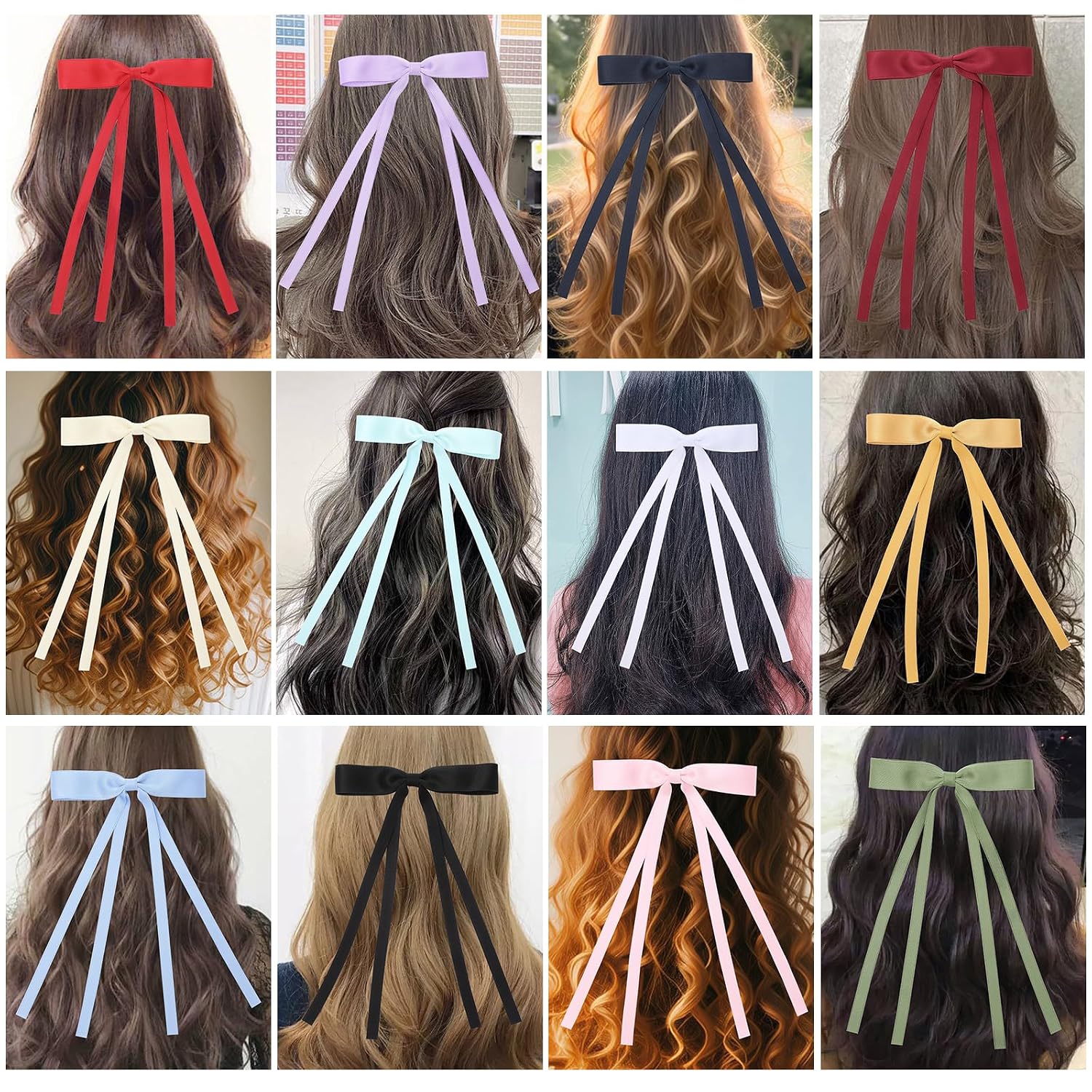 Detalle de WORTL 16-Piece Hair Bow Clips with Long Tails and Alligator Clips