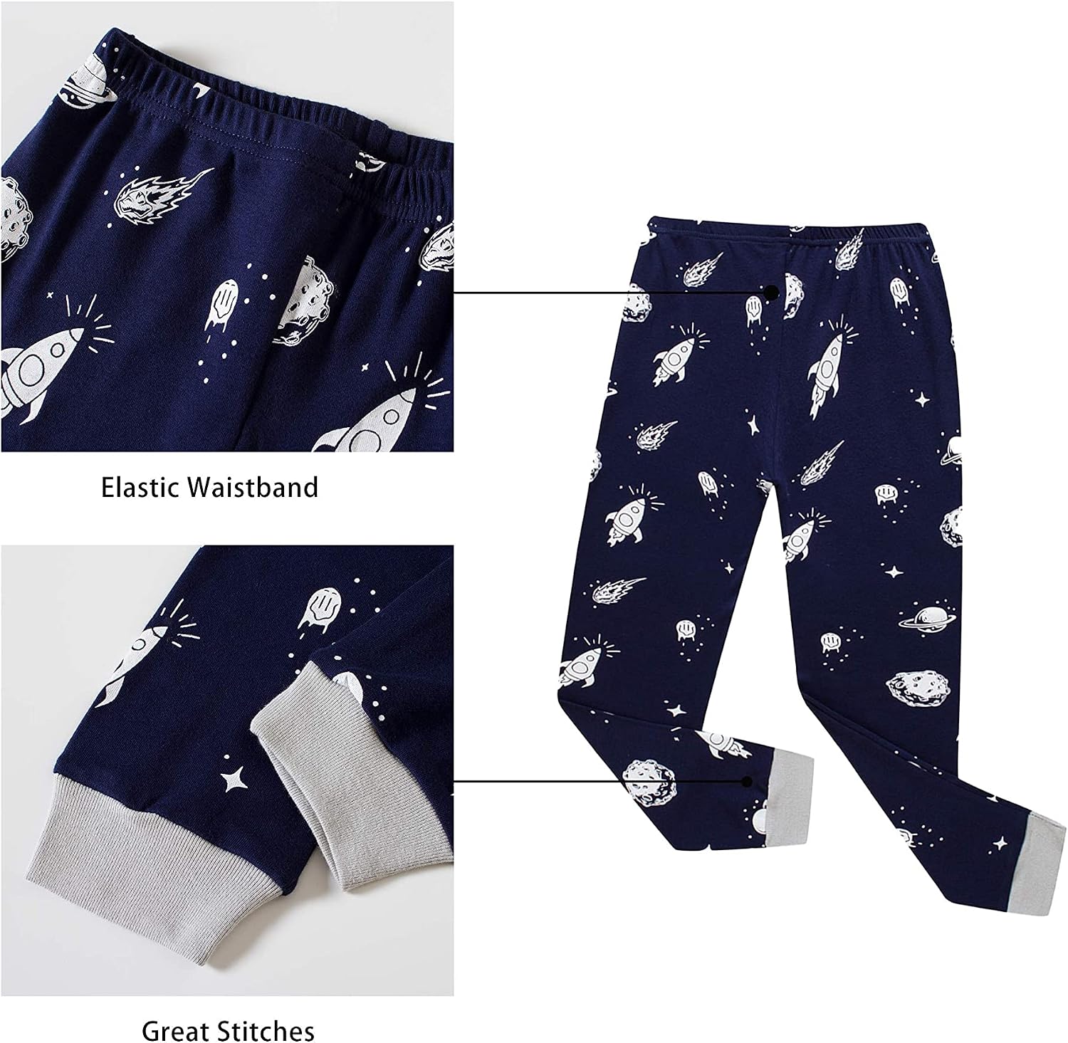 Thumbnail 5 de KikizYe 2022SD-WSJ Kids Pajama Set, 100% Cotton Tee and Matching Pants
