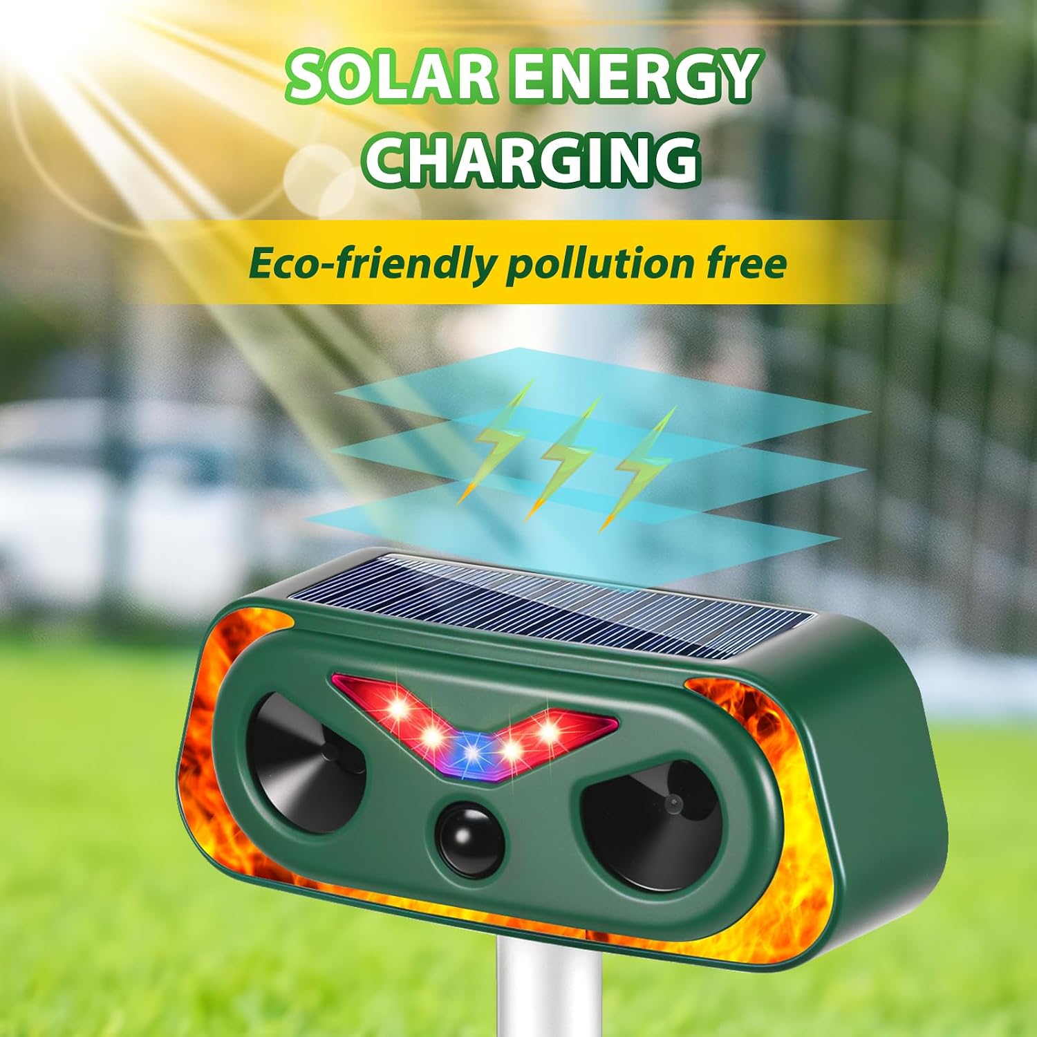 Detalle 2 de FORNORM 4762738 ultrasone dierenverjager met PIR-sensor, zonnepaneel en IP66