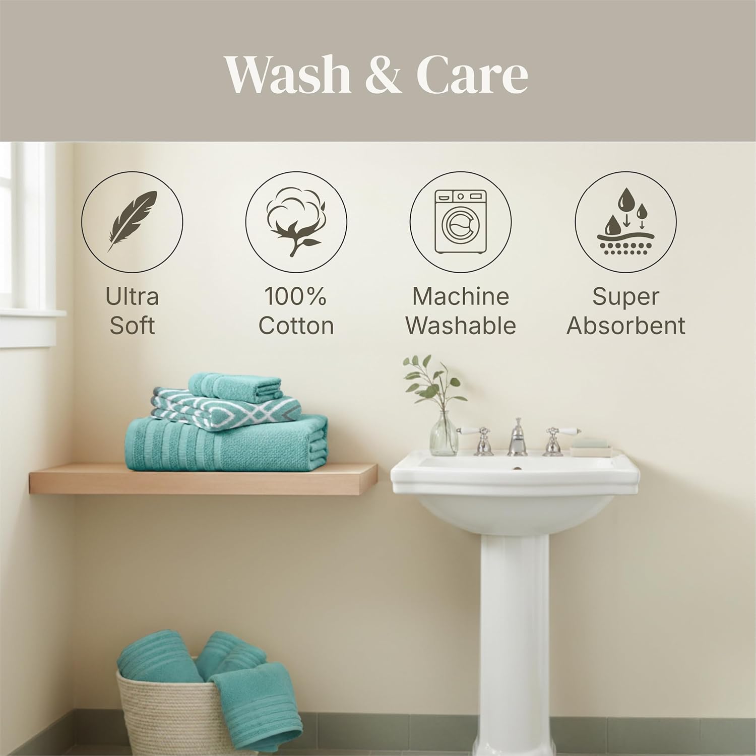 Thumbnail 6 de Modern Threads Classic Diamond 6-Piece Towel Set in Aqua