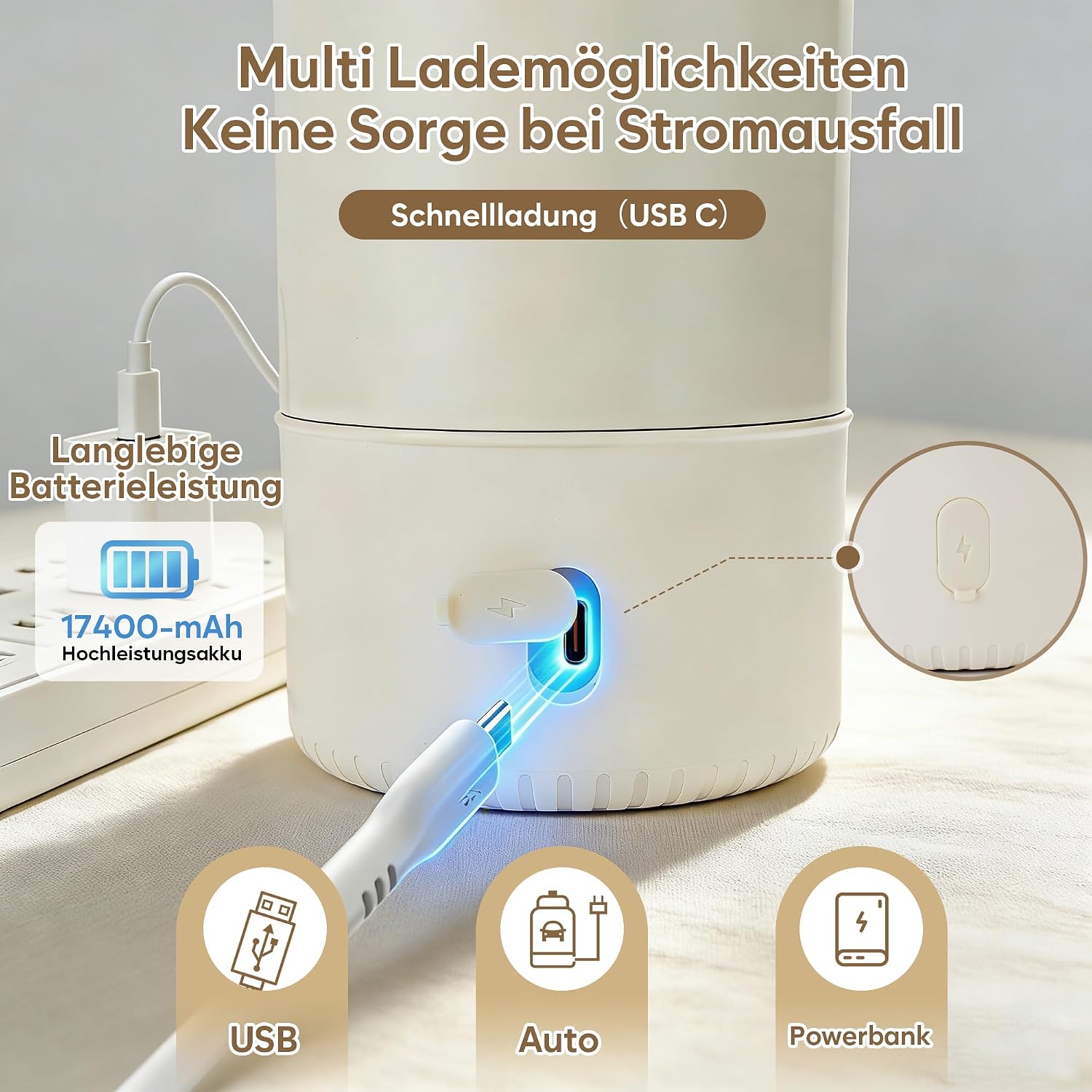 Detalle de DOXCJQME Baby Flaschenwärmer Unterwegs – 3-Minuten-Heizung, 500 ml Kapazität, USB-C Laden