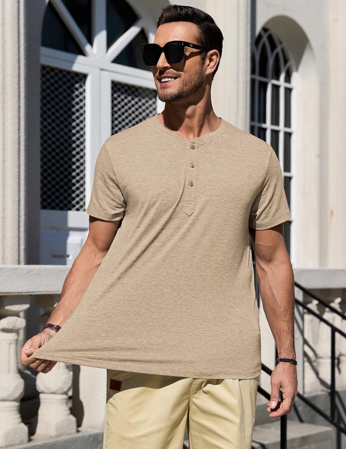 Thumbnail 2 de TARAINYA Henley Shirt Herren – Baumwolle Kurzarm mit 3-Knopf-Leiste (M–4XL)