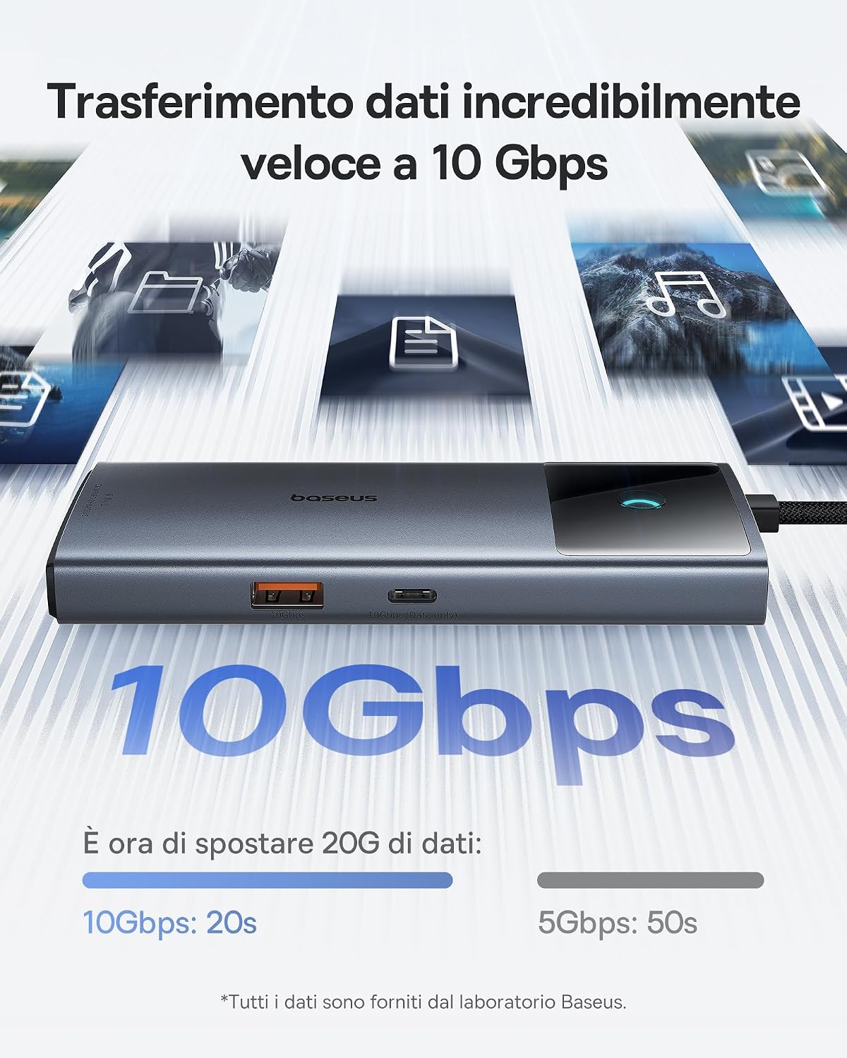Detalle de Baseus Hub USB C 10Gbps Adattatore 6 in 1