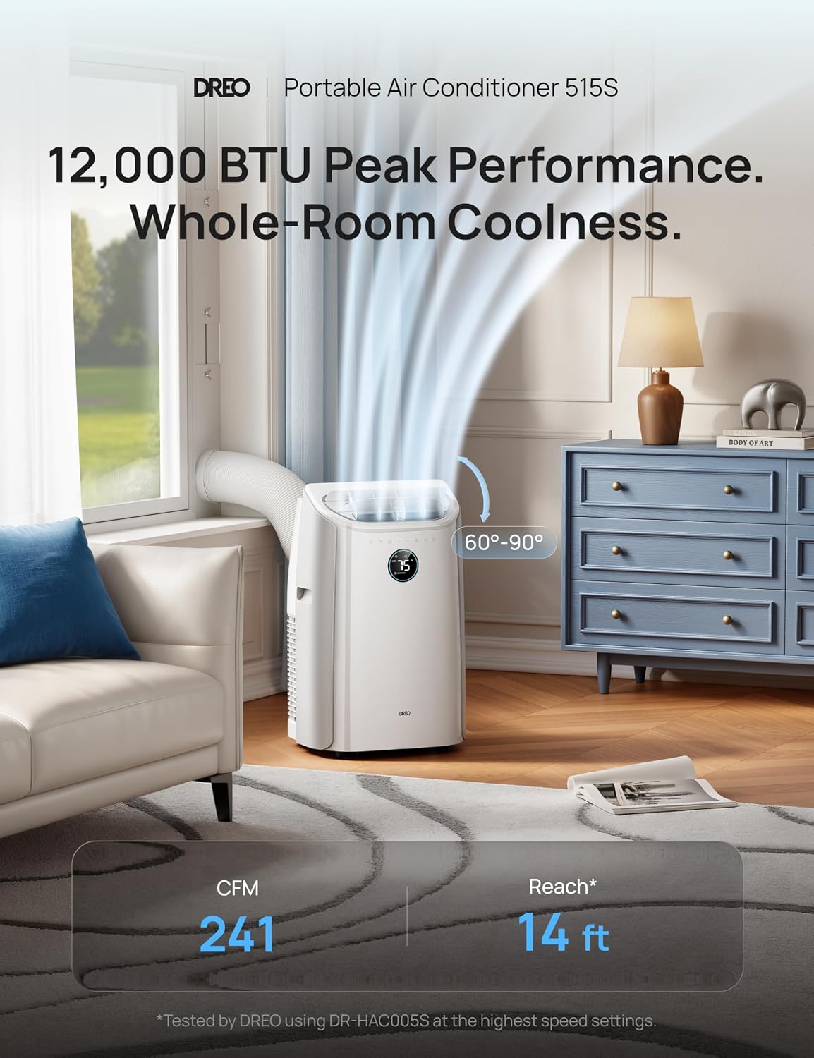 Detalle 2 de DREO 515S Portable Air Conditioner, 12,000 BTU, 3-in-1 Smart Cooling
