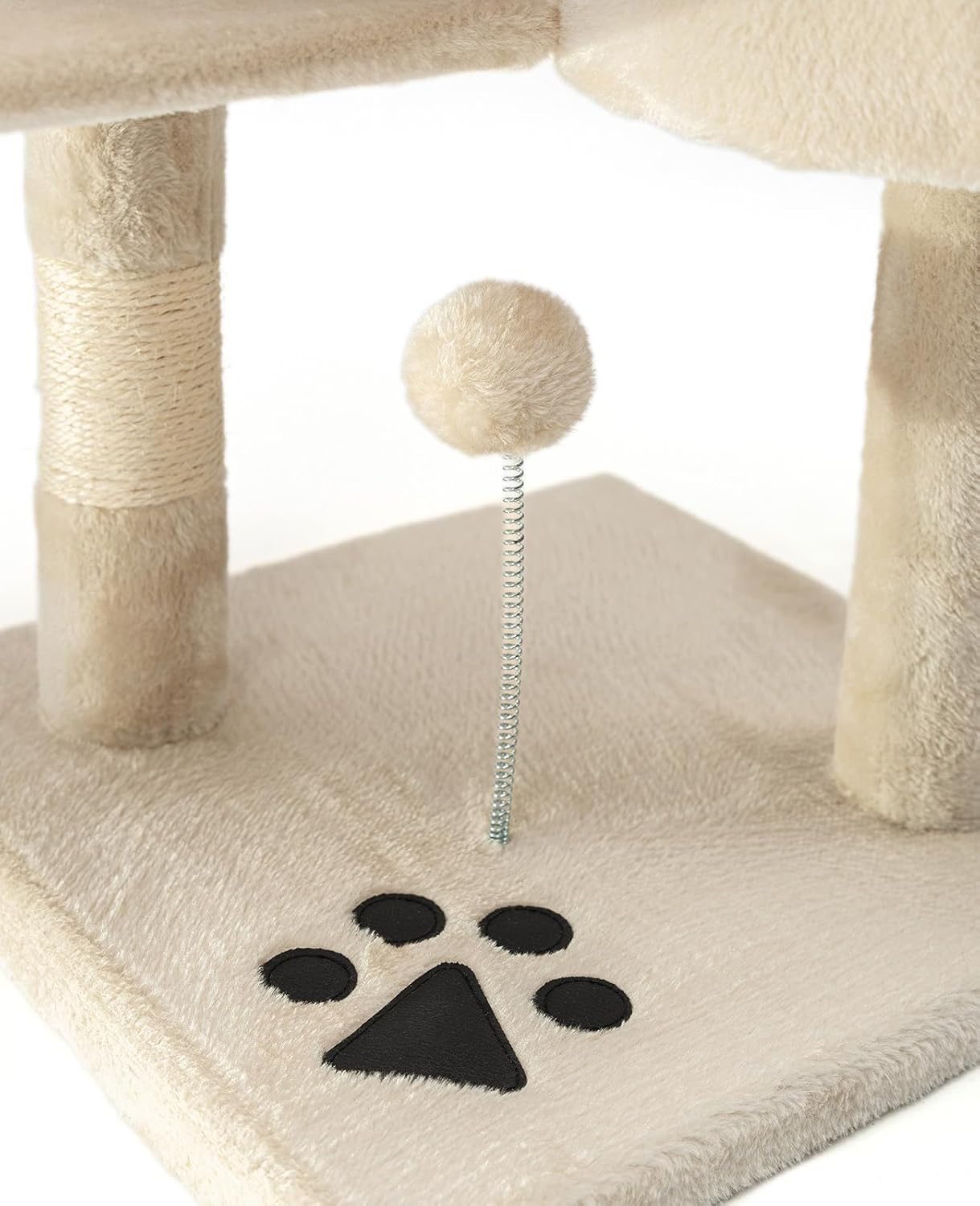 Detalle de lionto Arbre à Chat 112 cm avec 2 balles en peluche et corde de jeu – beige