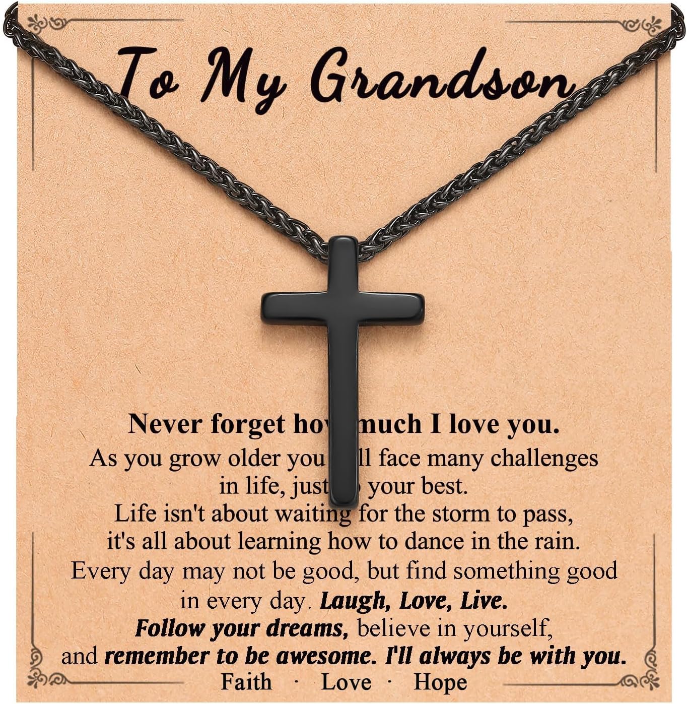 Dongjiangjin Cross Pendant for Grandson 20in Chain