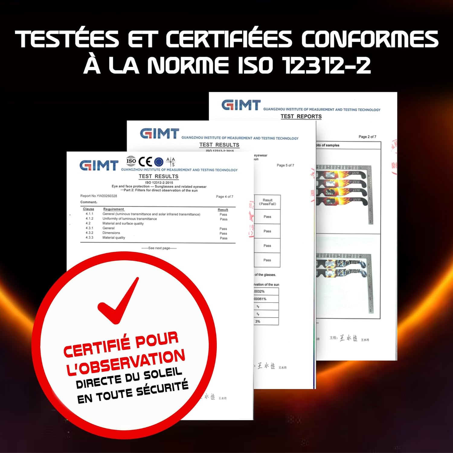Detalle de Lunettes d’éclipse solaire Galaxium (lot de 25) homologuées AAS 2026, certifiées ISO 12312-2 et CE