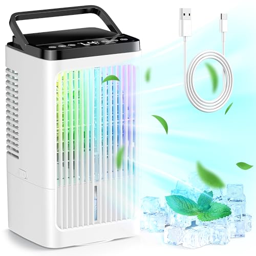 Detalle de Terraspire Aire Acondicionado Portátil 4 en 1 (Blanco) – Enfriador, Humidificador y LED, 1200 ml