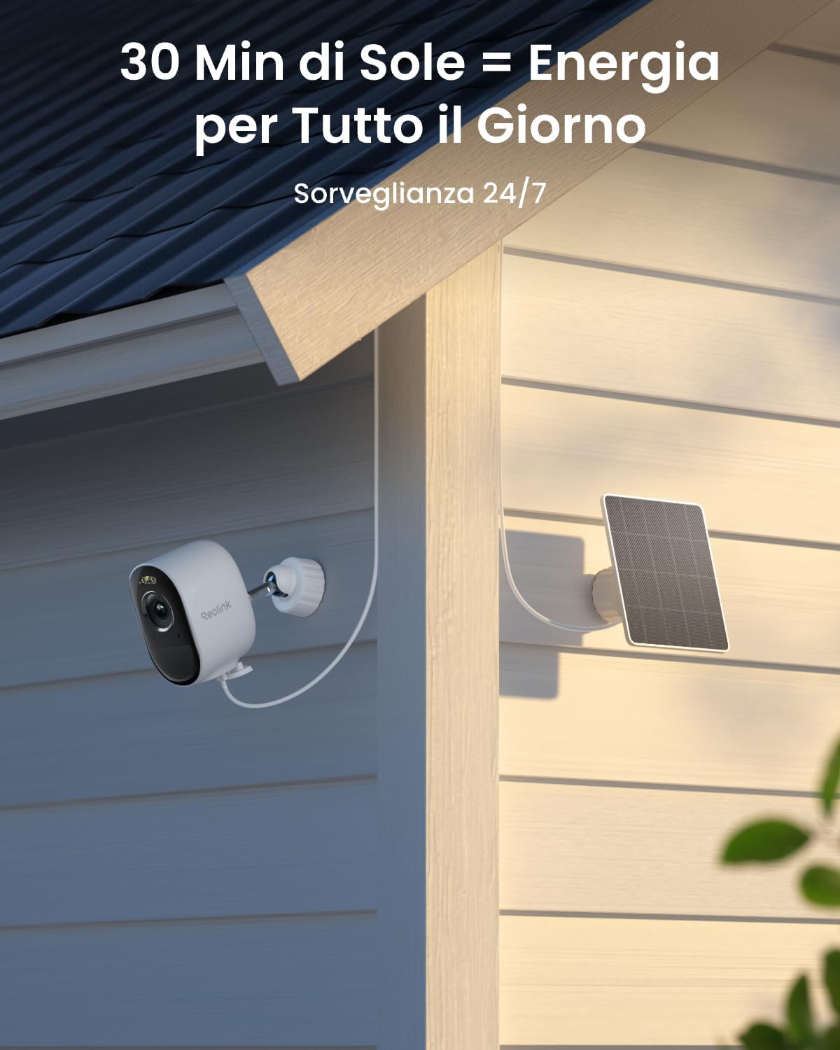 Thumbnail 4 de Reolink Kit Telecamere Wi‑Fi Esterno Senza Fili 5MP con Visione Notturna a Colori, Pannello Solare e Home Hub Mini (4× Argus 3 Pro+)