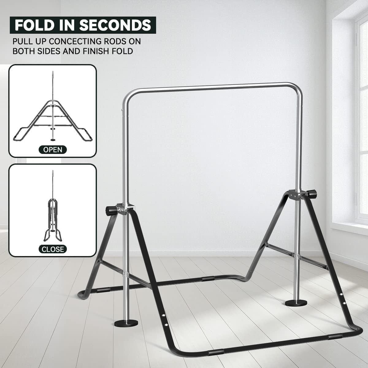 Thumbnail 3 de FBSPORT Gymnastics Bar for Kids – Foldable, Adjustable Height Horizontal Bar (Supports 140lbs)