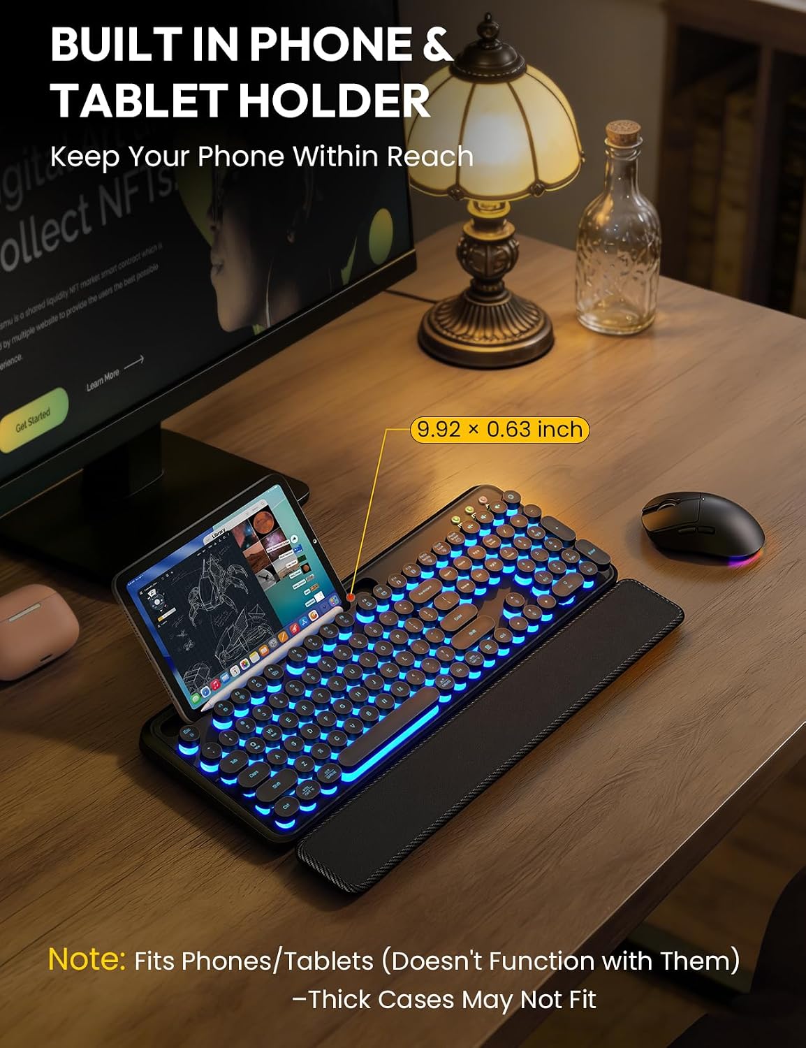 Detalle de SABLUTE CK13Pro Wireless Keyboard and Mouse with Backlit Keys and Wrist Rest