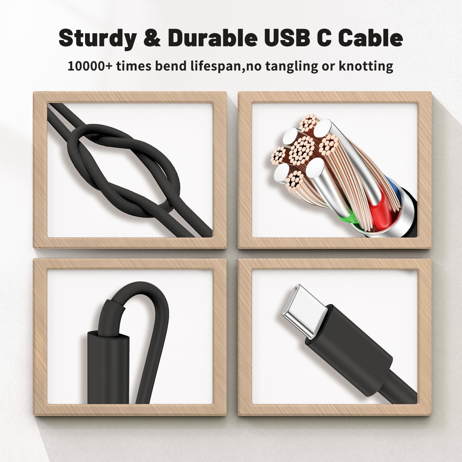 Detalle de 45W Dual Port Super Fast Charger with Long USB C to C Cable (10ft) — Type C Wall Charger Block for Samsung Galaxy Phones