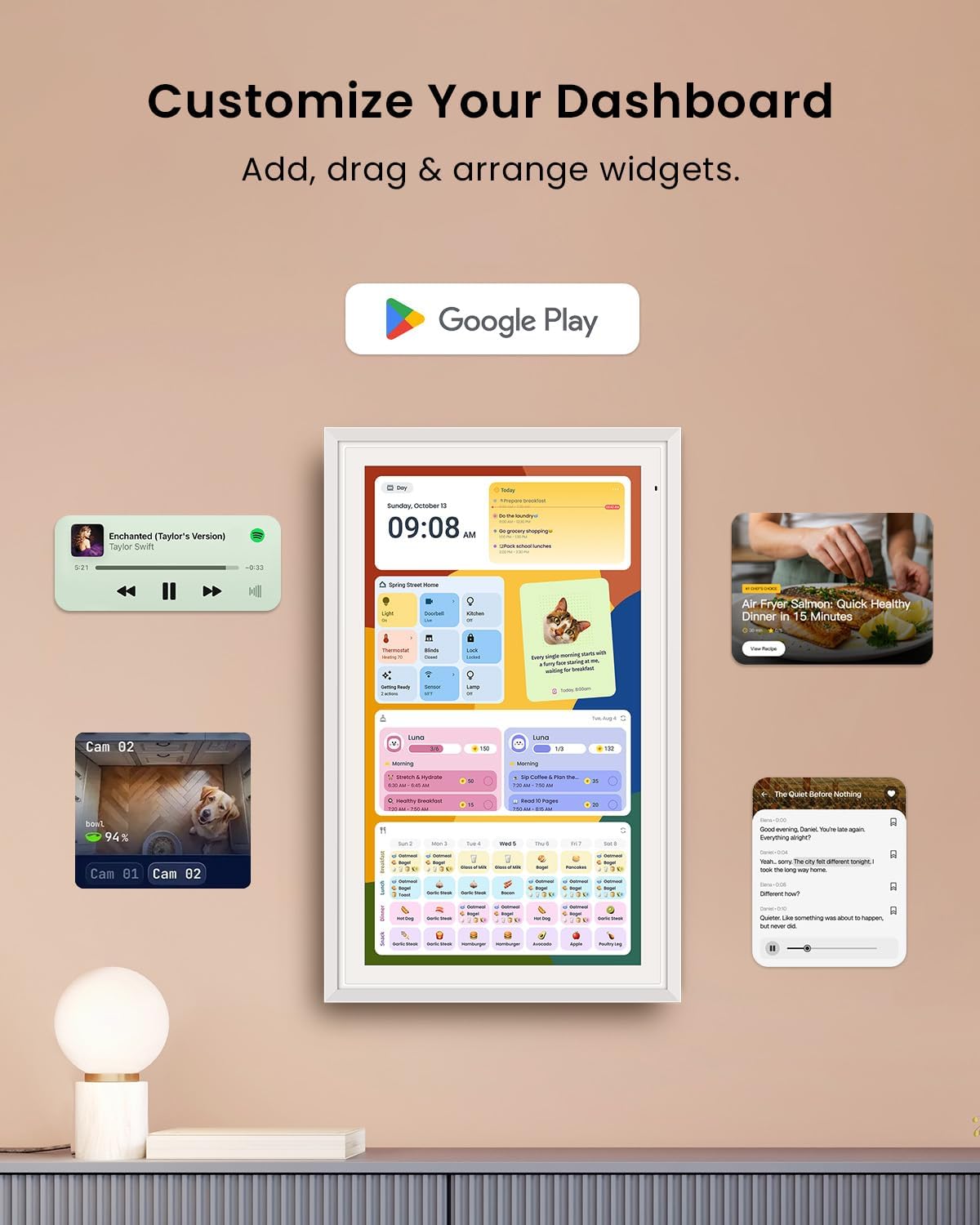 Detalle de Apolosign 21.5-inch Digital Calendar: Dual Mode Smart Wall Planner