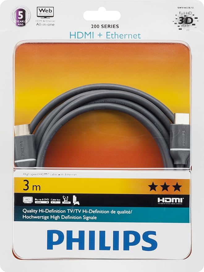 Philips SWV4433S/10 - Cable HDMI 3m, Negro
