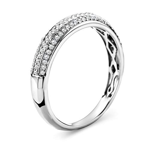 Thumbnail 1 de Miore Anillo de mujer con pavé de diamantes en oro blanco 9K (375) – 0,23 ct