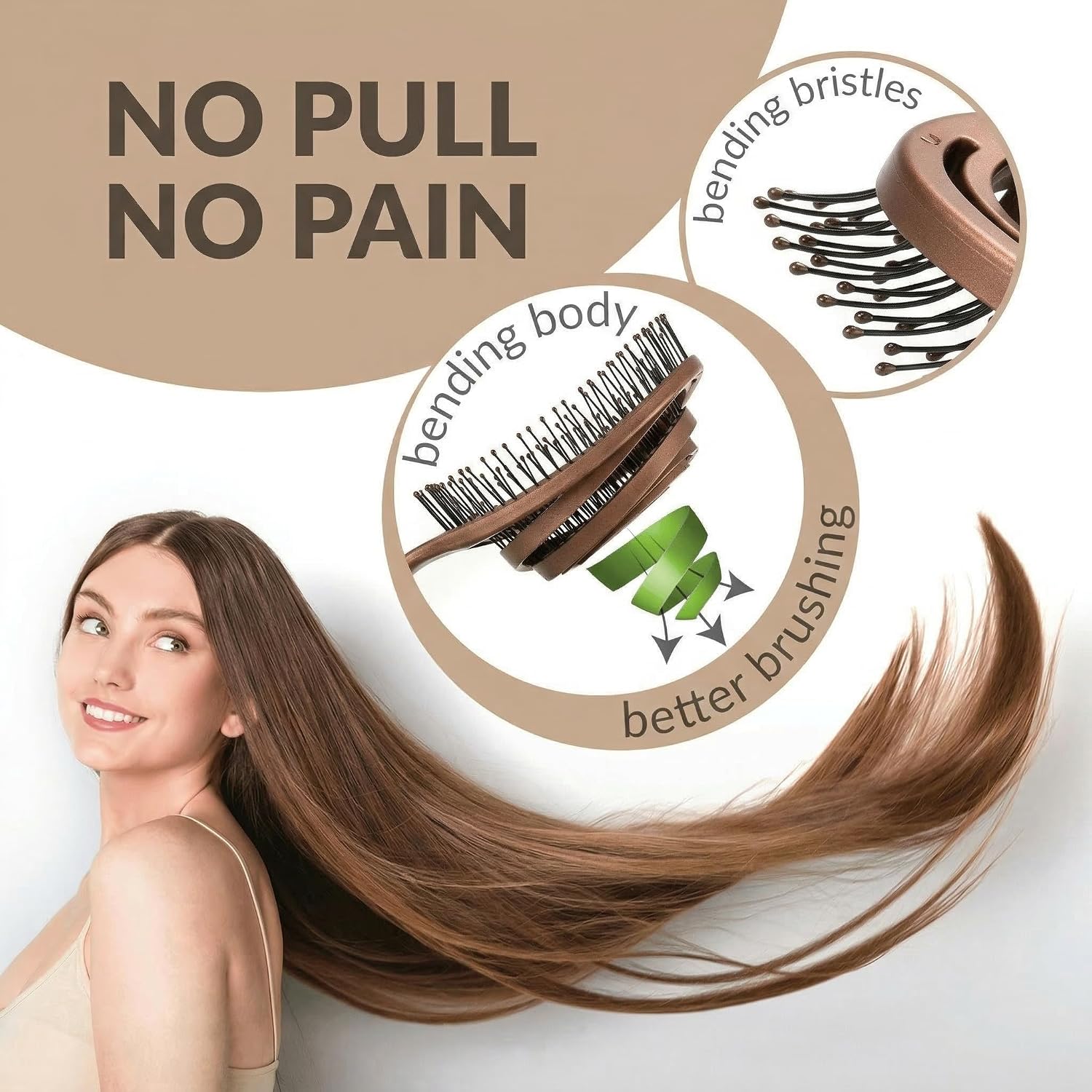Thumbnail 1 de marQus Haarbürste ohne Ziepen – Entwirrbürste mit Doppelspiralfeder (1 Stück), Metallic Braun