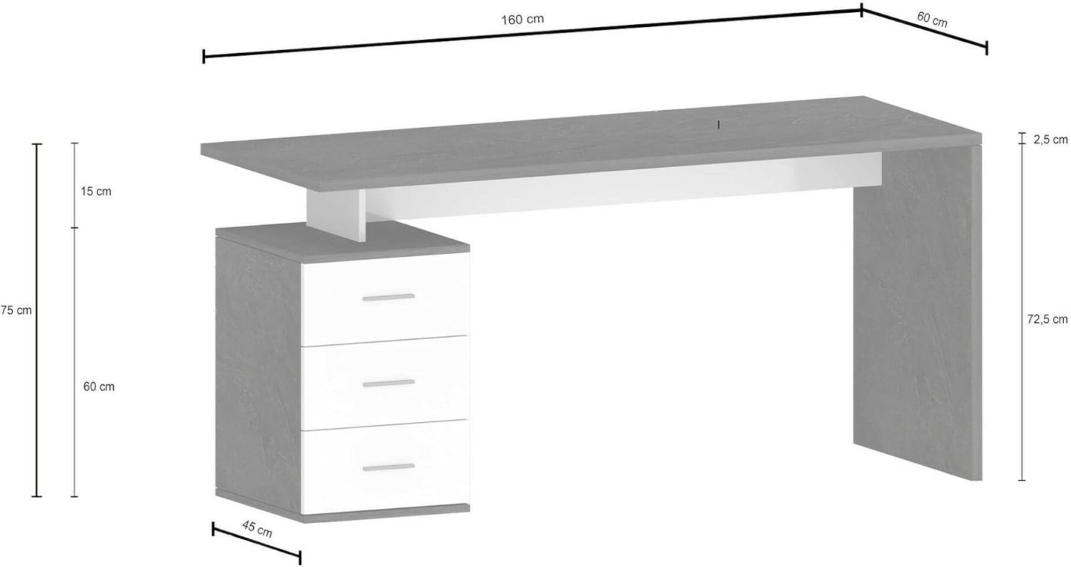 Detalle de Dmora Scrivania Siro: Scrittoio lineare 160x60 cm in Rovere, versatile e salvaspazio