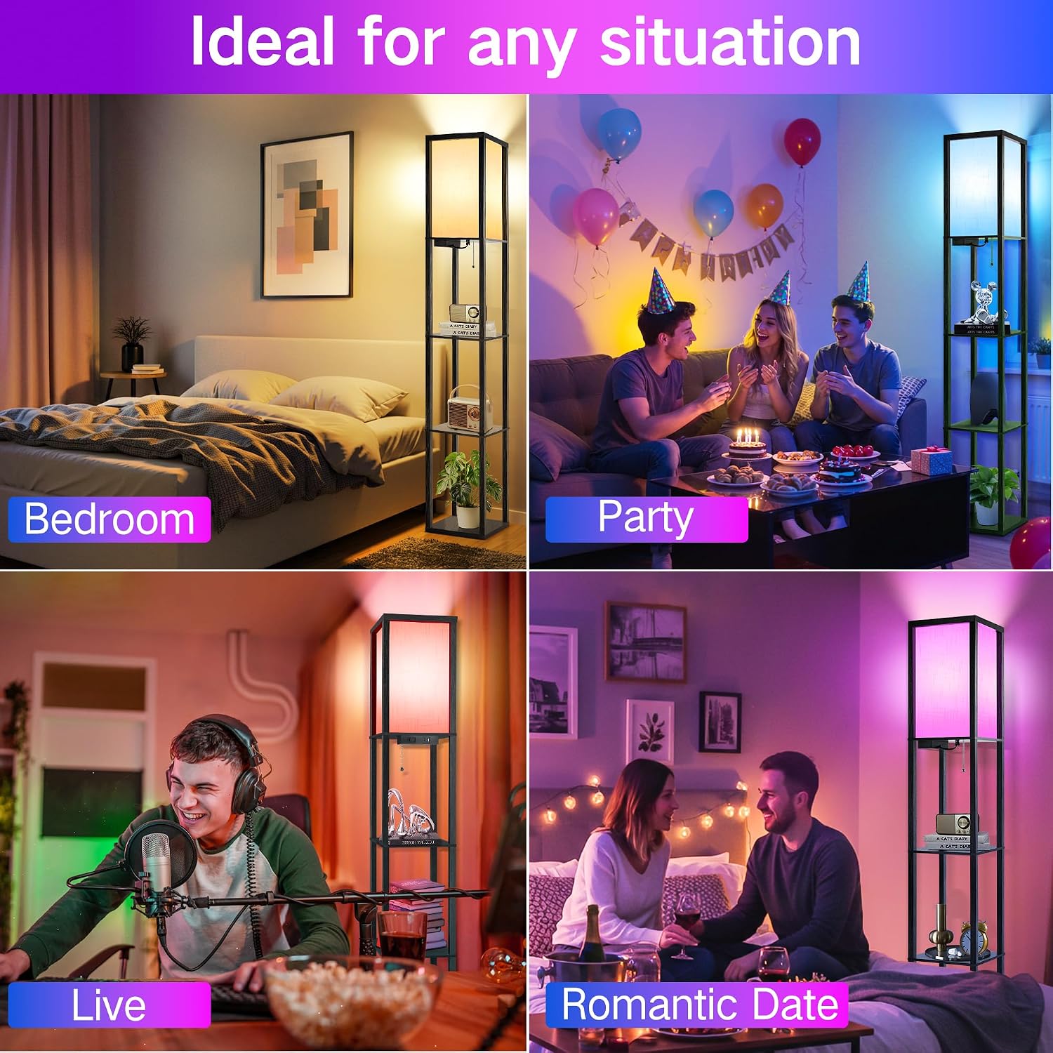 Thumbnail 6 de OUTON RGB Floor Lamp with Shelves: A tall, tech-smart lighting plus storage solution